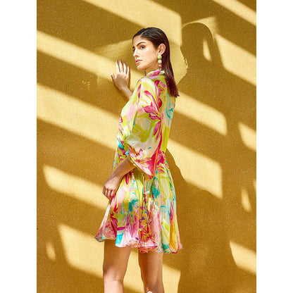 MANDIRA WIRK Multicolor Surge Florid Short Dress