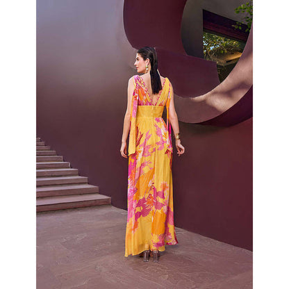 MANDIRA WIRK Orange Ochre Floral Fantasy Dress