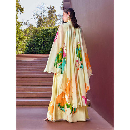 MANDIRA WIRK Light Yellow Wage Motif Placement Dress