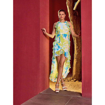 MANDIRA WIRK Green Floret Spring Glaze Dress