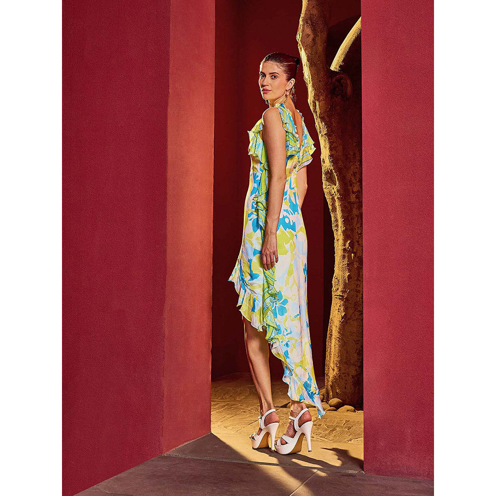 MANDIRA WIRK Green Floret Spring Glaze Dress