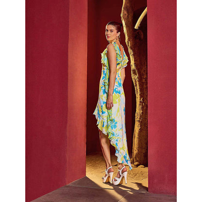 MANDIRA WIRK Green Floret Spring Glaze Dress