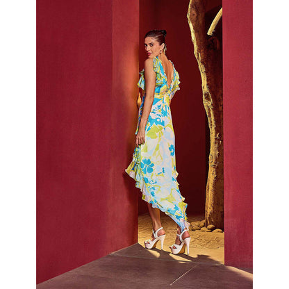 MANDIRA WIRK Green Floret Spring Glaze Dress