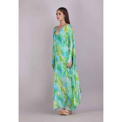 MANDIRA WIRK Tropical Blue Breeze Printed Dress