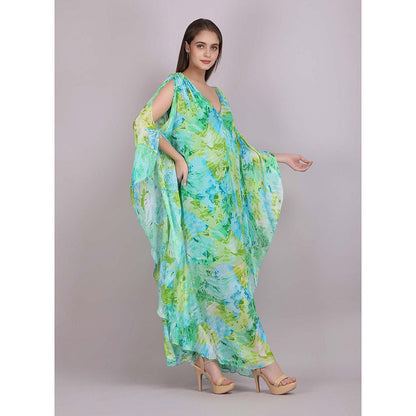 MANDIRA WIRK Tropical Blue Breeze Printed Dress