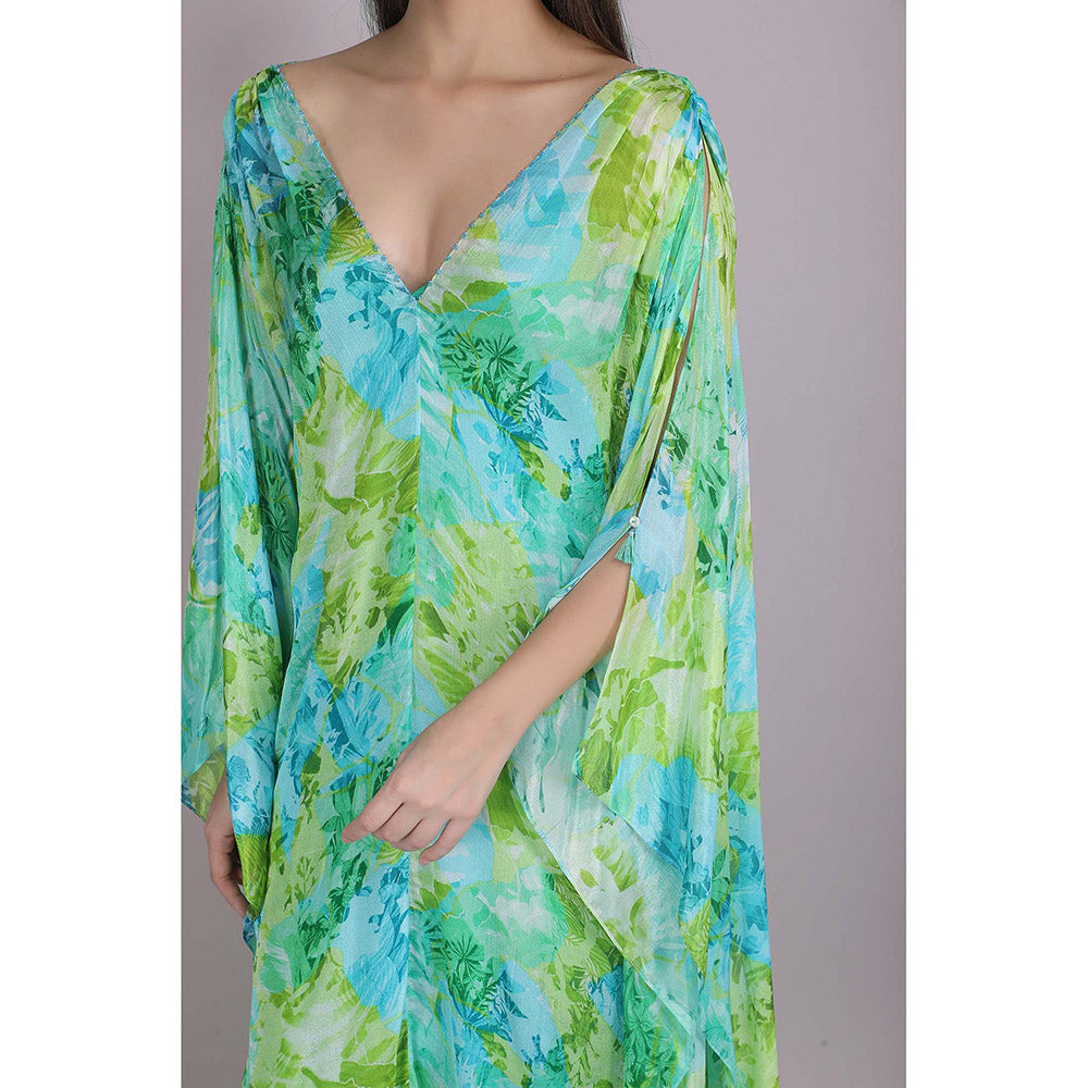MANDIRA WIRK Tropical Blue Breeze Printed Dress