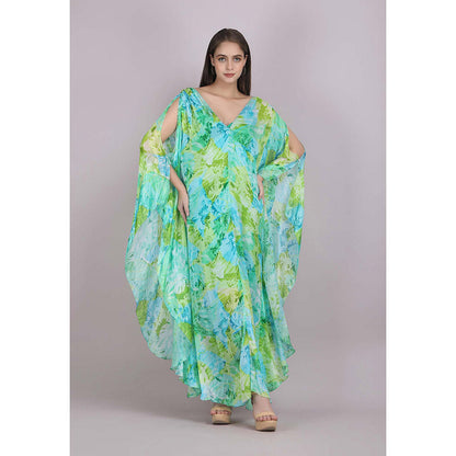 MANDIRA WIRK Tropical Blue Breeze Printed Dress