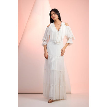 MANDIRA WIRK White Solid Maxi Dress