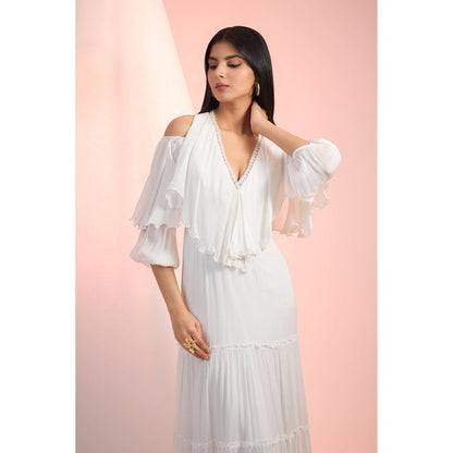 MANDIRA WIRK White Solid Maxi Dress