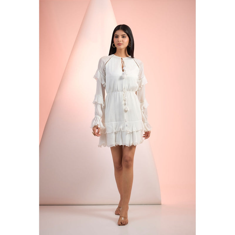 MANDIRA WIRK White Solid Mini Dress