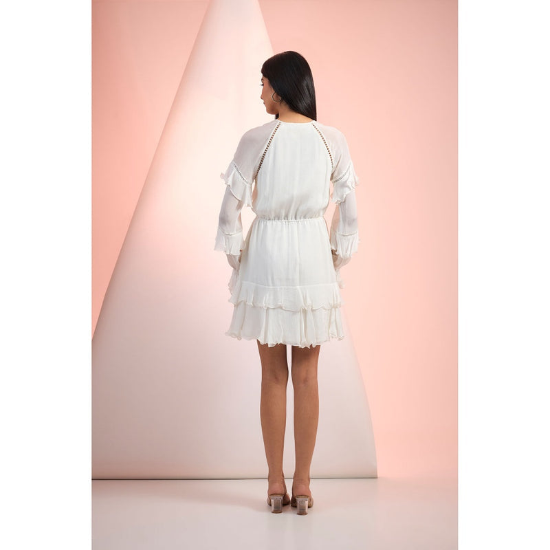 MANDIRA WIRK White Solid Mini Dress