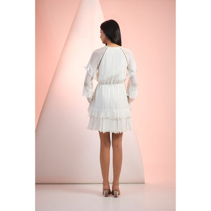 MANDIRA WIRK White Solid Mini Dress