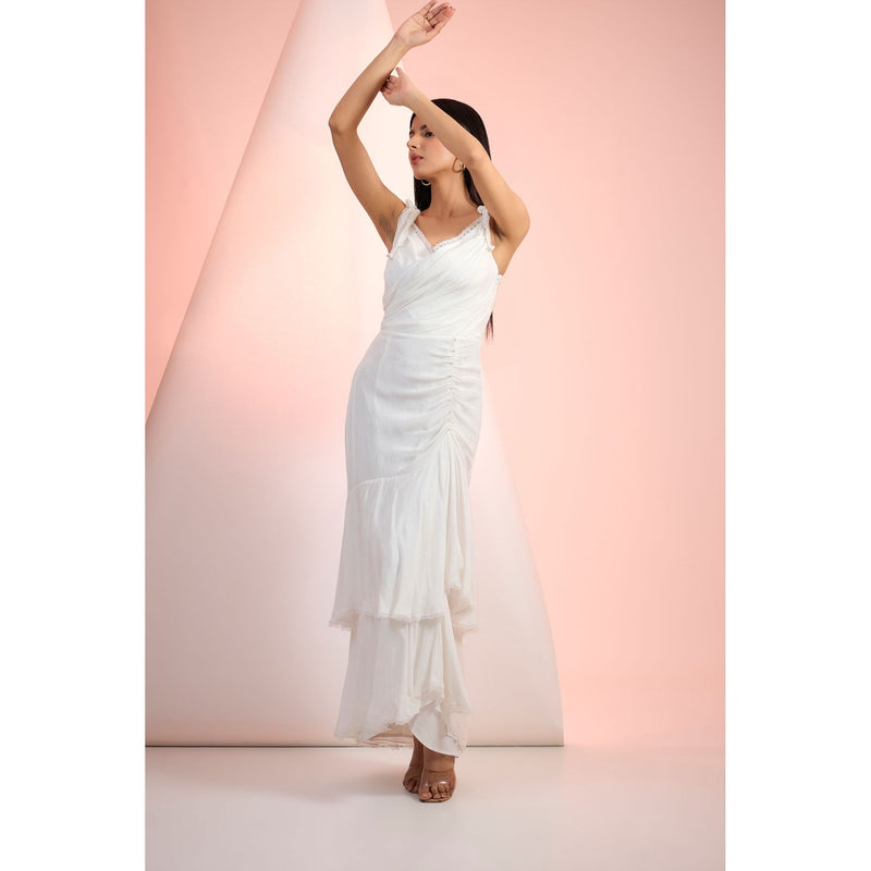 MANDIRA WIRK White Solid Maxi Dress
