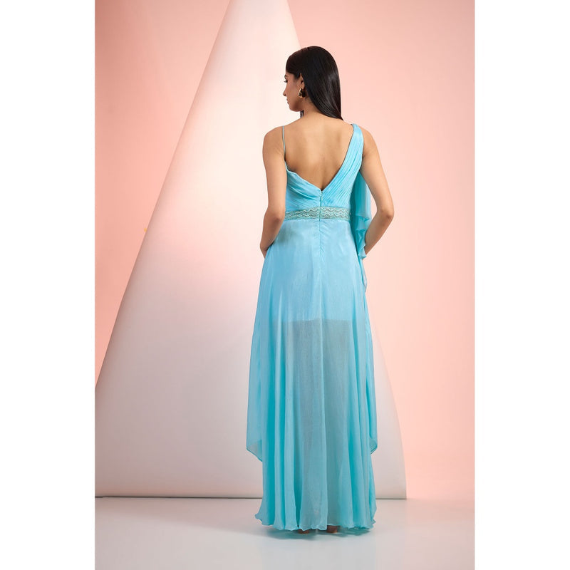 MANDIRA WIRK Blue Solid Maxi Dress
