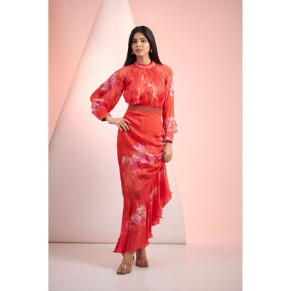 MANDIRA WIRK Red Printed Maxi Dress