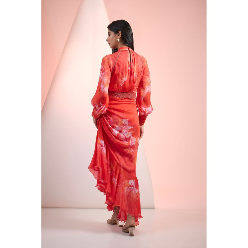 MANDIRA WIRK Red Printed Maxi Dress