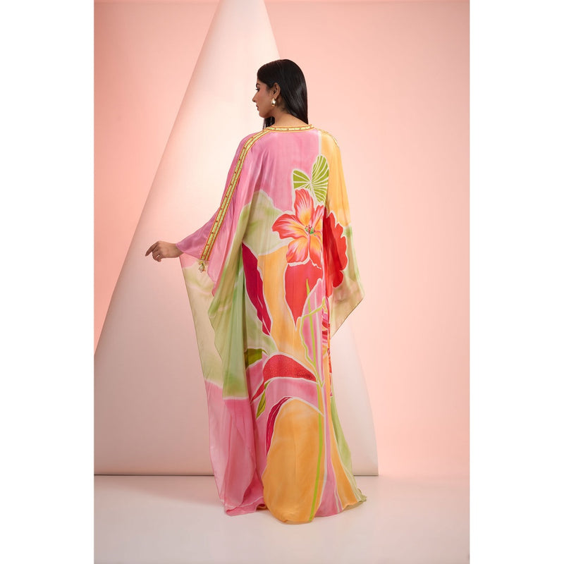 MANDIRA WIRK Multi-Colour Kaftan Dress with Slip (Set of 2)