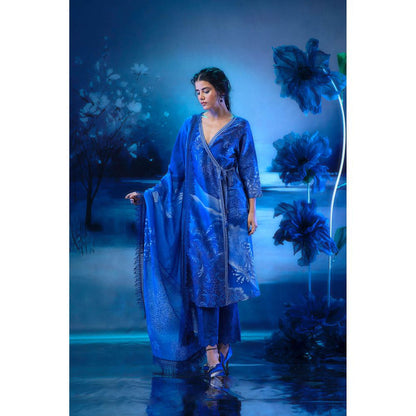 MANDIRA WIRK Blue Bliss Angrakha with Pant and Dupatta