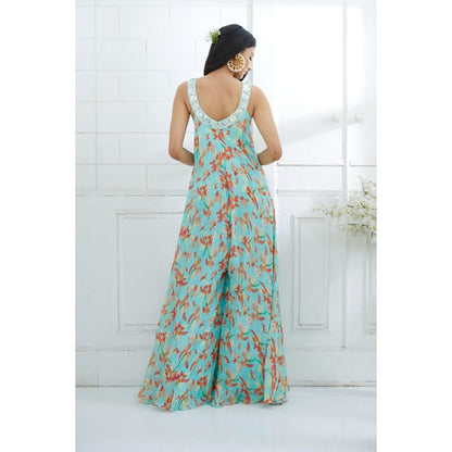 MANDIRA WIRK Blue Printed Jumpsuit