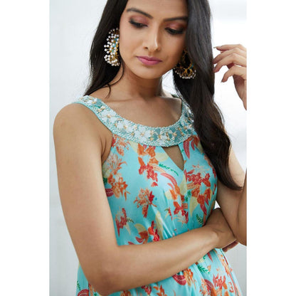 MANDIRA WIRK Blue Printed Jumpsuit