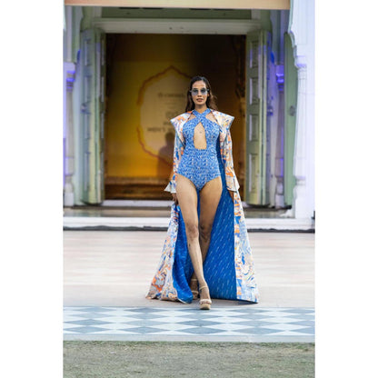 MANDIRA WIRK Blue Ocean Bodysuit with Cape
