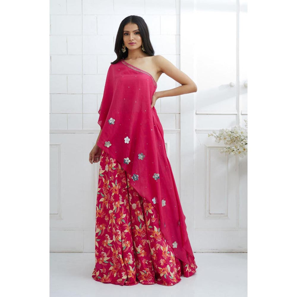 MANDIRA WIRK Women Chanderi Pink Kurta with Palazzo