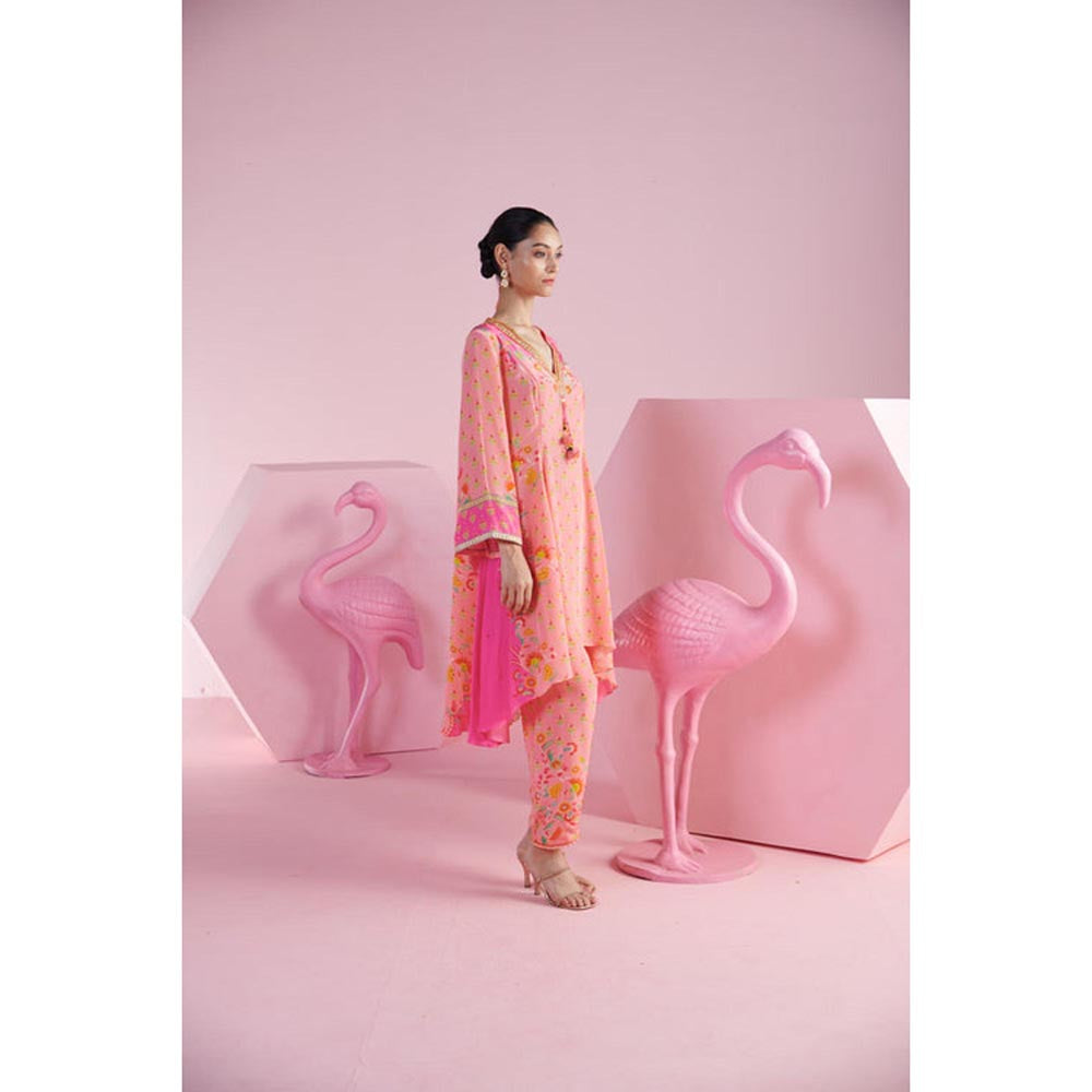 MANDIRA WIRK Women Crepe Peach Kurta with Pant