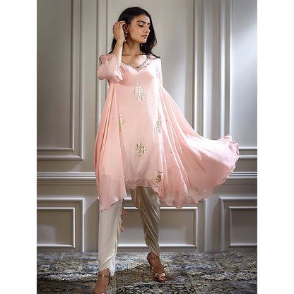 MANDIRA WIRK Women Chanderi Pink Kurta with Pant