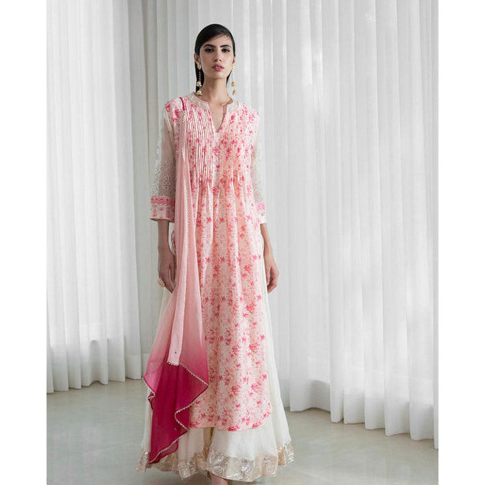MANDIRA WIRK Women Chanderi Peach Top with Sharara