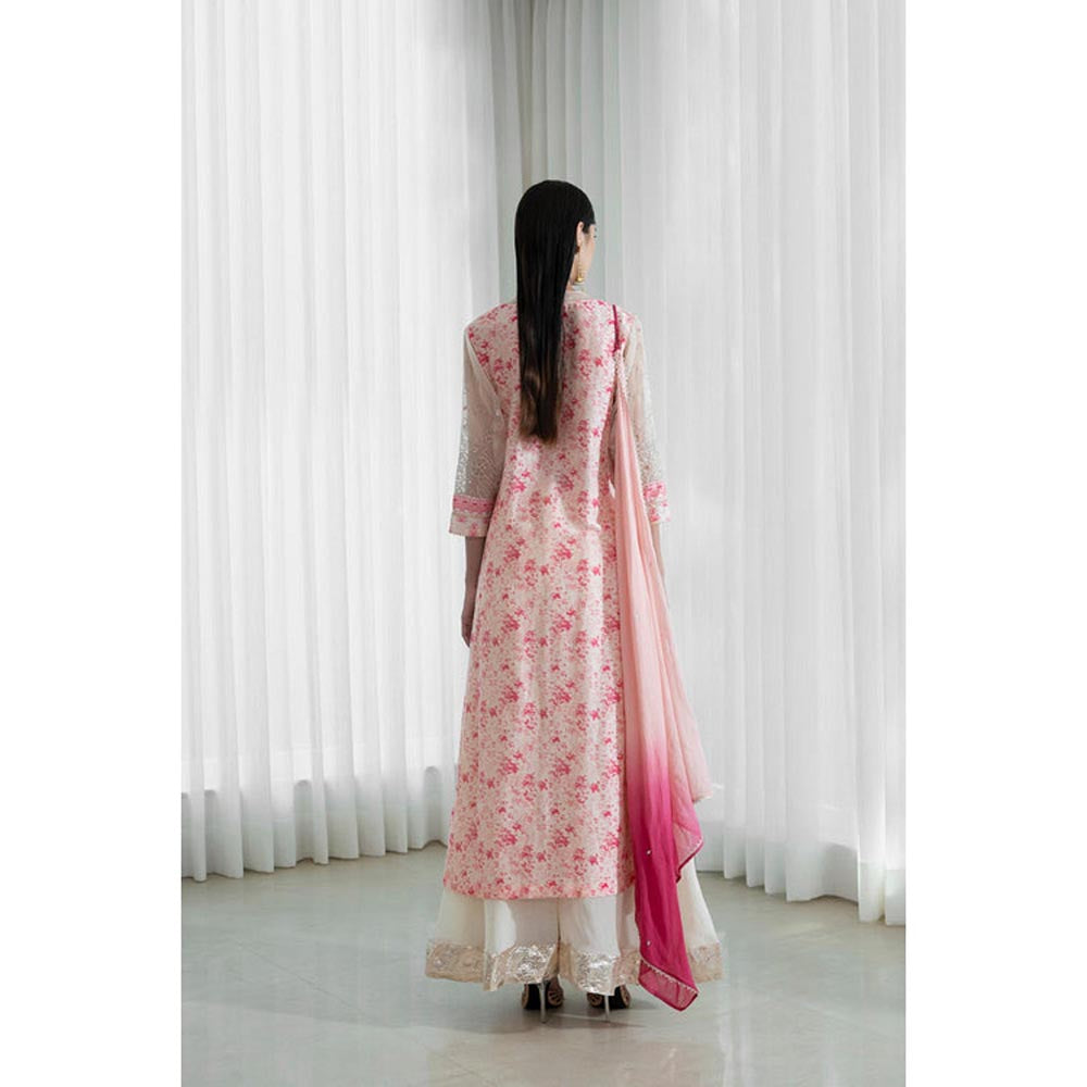 MANDIRA WIRK Women Chanderi Peach Top with Sharara