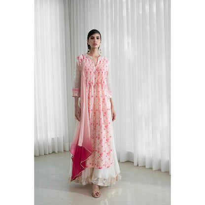 MANDIRA WIRK Women Chanderi Peach Top with Sharara