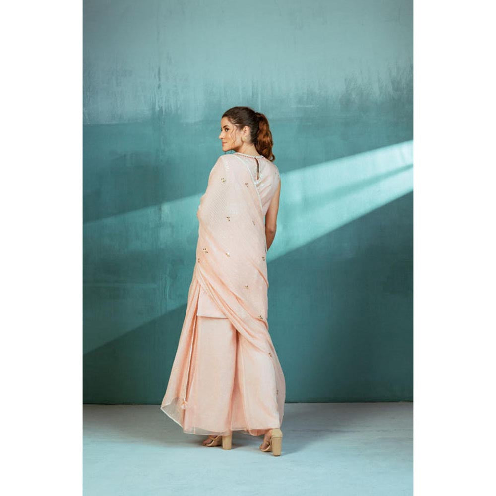MANDIRA WIRK Women Chanderi Pink Kurta with Palazzo and Dupatta