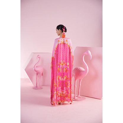 MANDIRA WIRK Pink Bliss Blouse with Cape and Sharara