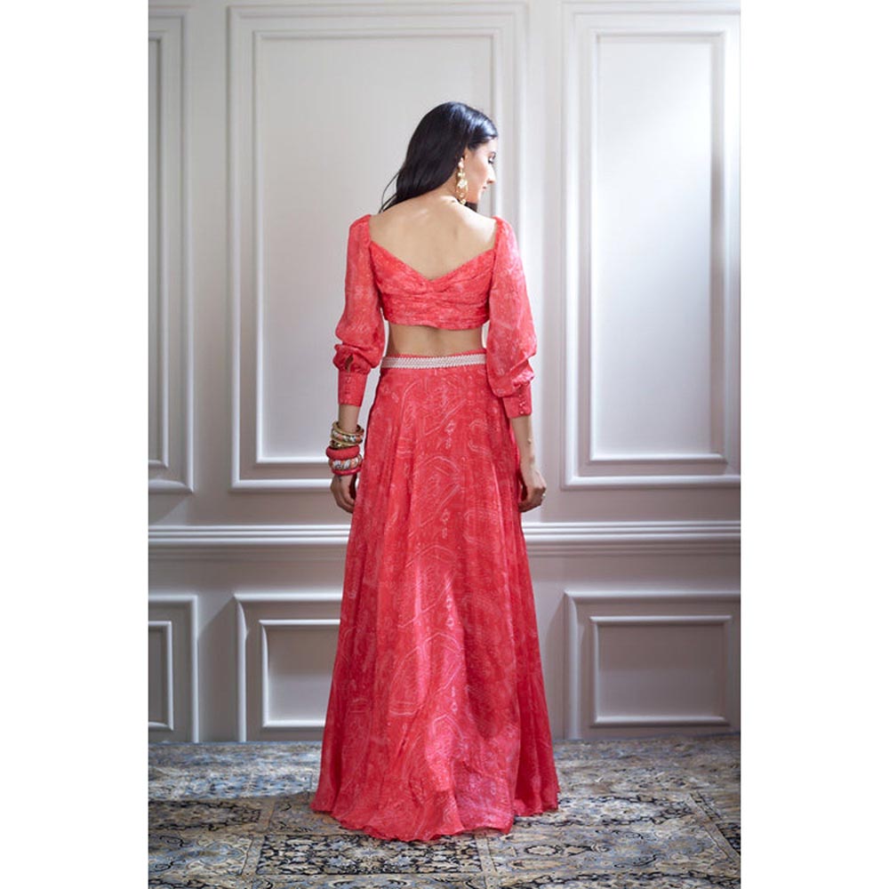 MANDIRA WIRK Chiffon Bias Skirt With A Knotted Crop Top