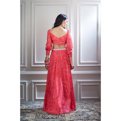 MANDIRA WIRK Chiffon Bias Skirt With A Knotted Crop Top