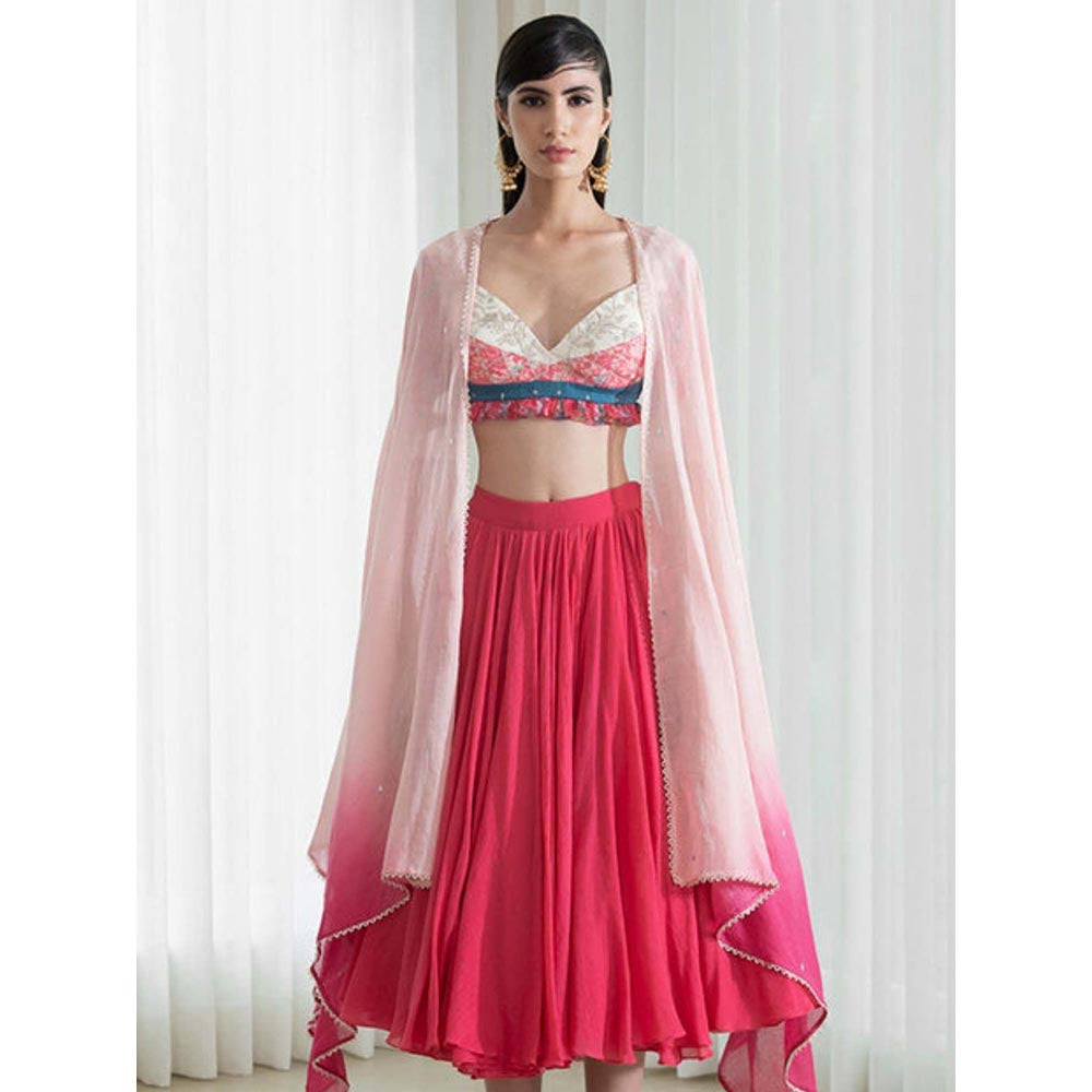 MANDIRA WIRK Printed Patchwork Lehenga Blouse With Dupatta