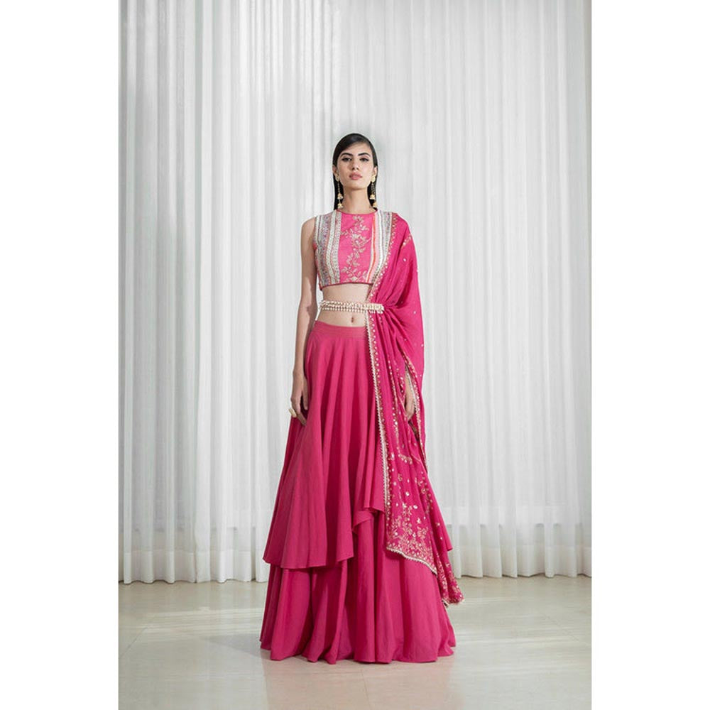MANDIRA WIRK Double Layered Skirt With Blouse And Dupatta