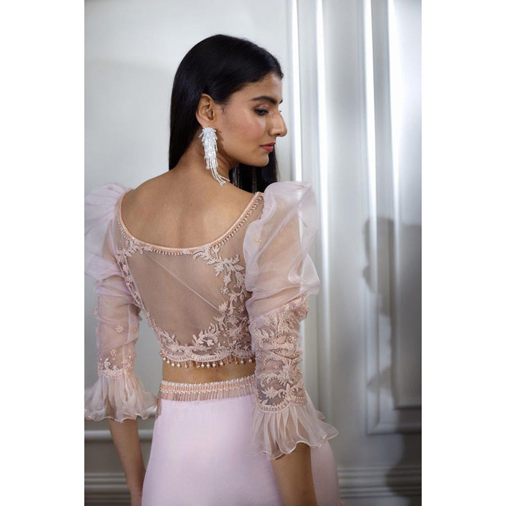 MANDIRA WIRK Soft Peach Dori Embroidered Lehenga With Blouse