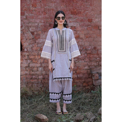 Mani Dua Khanna Lavender Dream Geometric Kurta with Pant (Set of 2)