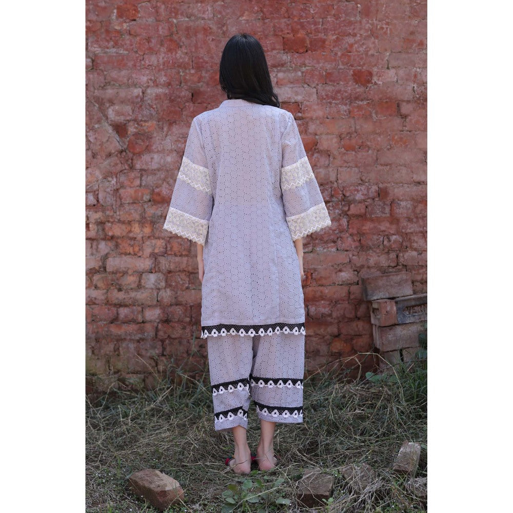 Mani Dua Khanna Lavender Dream Geometric Kurta with Pant (Set of 2)