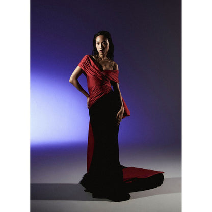 Manika Nanda Black Dual Tone Long Trumpet Gown