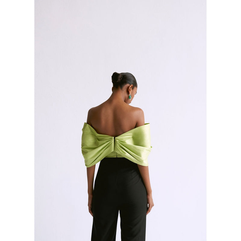 Manika Nanda Green Contrast Bow Detailed Jumpsuit