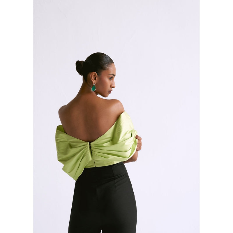 Manika Nanda Green Contrast Bow Detailed Jumpsuit