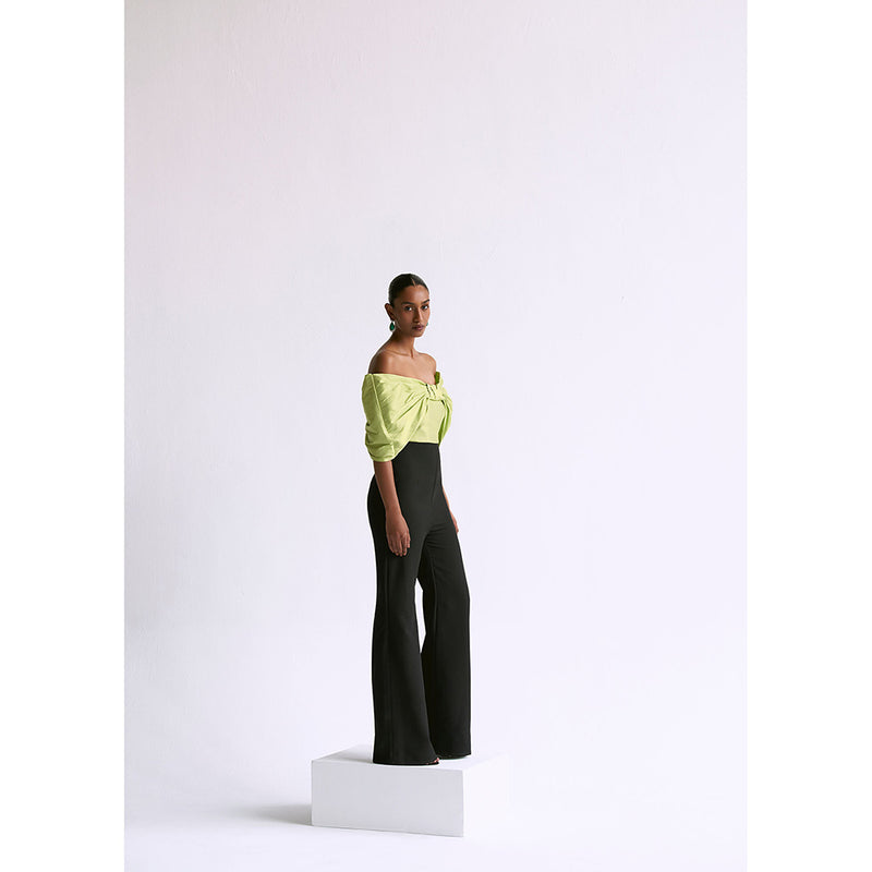 Manika Nanda Green Contrast Bow Detailed Jumpsuit
