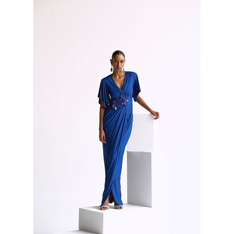 Manika Nanda Blue Draped Gown