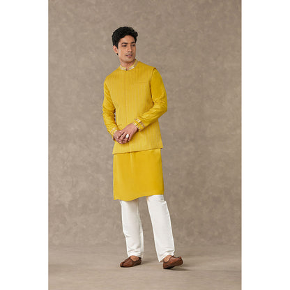 Masaba Corn Yellow Tissue Nehru Jacket with Kurta and Pant (Set of 3)