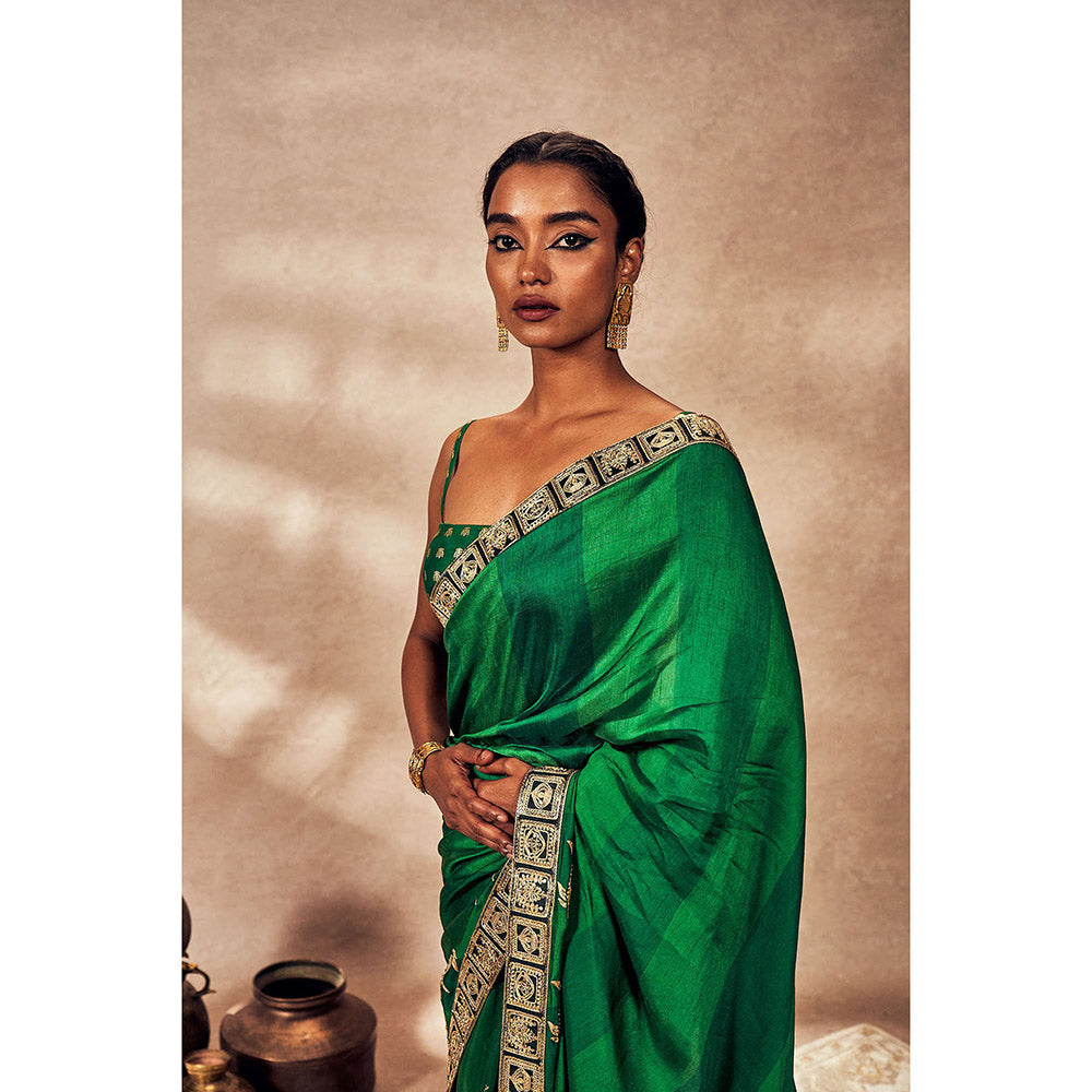 Masaba Green Mystic Saree with Unstitched Blouse