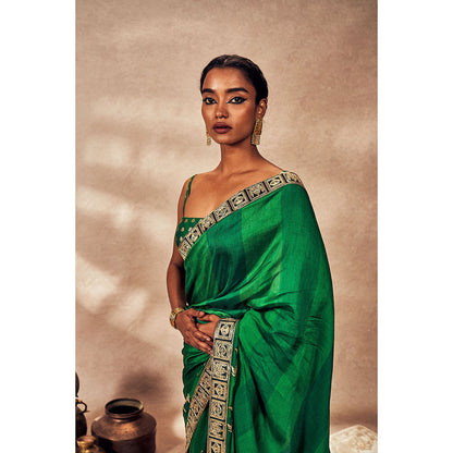 Masaba Green Mystic Saree with Unstitched Blouse