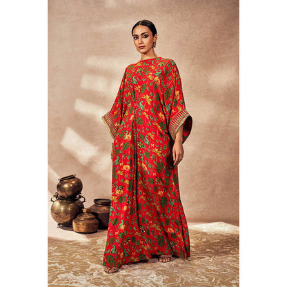 Masaba Red Tropical Rhapsody Kaftan Dress