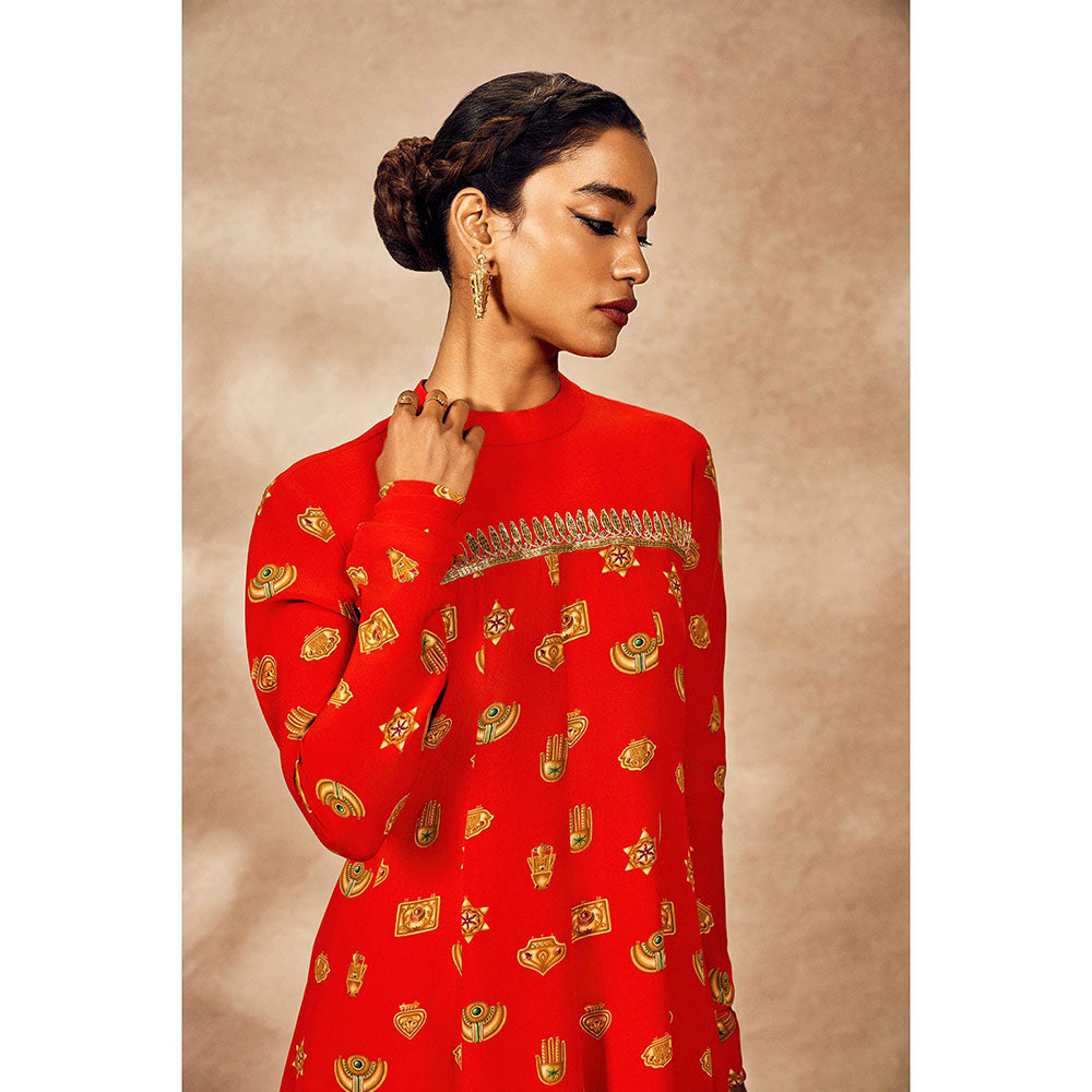 Masaba Red Trinkets Tunic with Palazzo (Set of 2)
